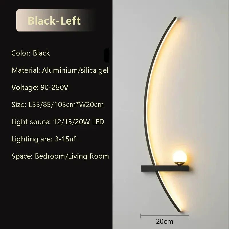 applique murale led moderne noire 55cm 105cm lampe led minimaliste chambre salon