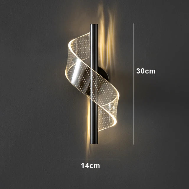 suspension lumineuse moderne or blanc spirale transparent chambre salon