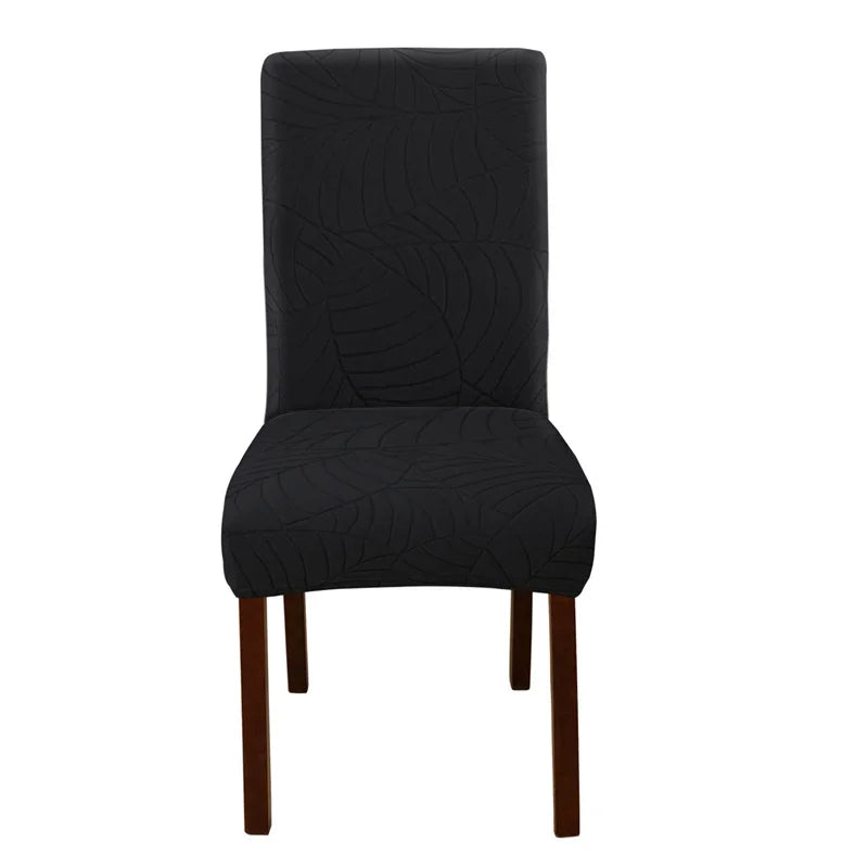 housse chaise velours motif feuilles extensible élastique fauteuil salle manger moderne
