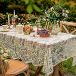nappe table dentelle fleur vintage blanche beige romantique noël extérieur mariage festivité
