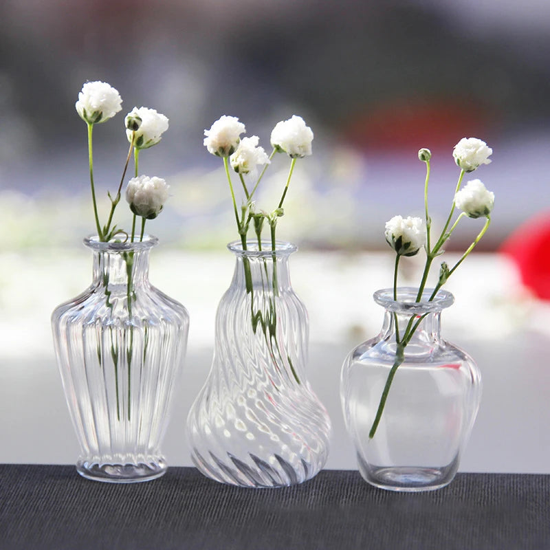 vases porcelaine transparents rayures verticales modernes accessoires maison poupée décoration chambre fleurs sèches