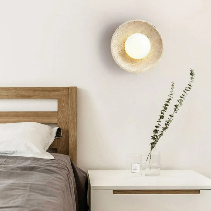 applique murale moderne pierre granulée texture marbrée beige crème salle salon chambre coucher lumière