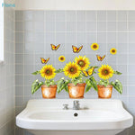 stickers muraux fleuris multicolores adhésifs art floral papillons lilas roses jaunes salon chambre deco