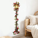 autocollants muraux vintage fleurs roses oiseau romantique doré rose rouge vert adhésif