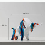 statue cheval moderne marbré bleu orange blanc décoration salon meuble vin cadeauOpaque