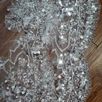 voile mariée blanc broderie paillettes dentelle classique élégant bord dentelle translucide eyelets
