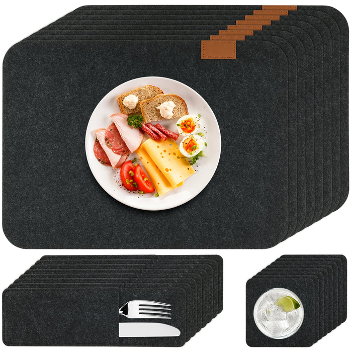 Set de table en feutre rouge style western avec sous-verres et pochettes à couverts