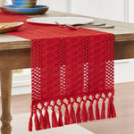 chemin table boho rustique franges motifs géométriques coton polyester décoration table manger fête