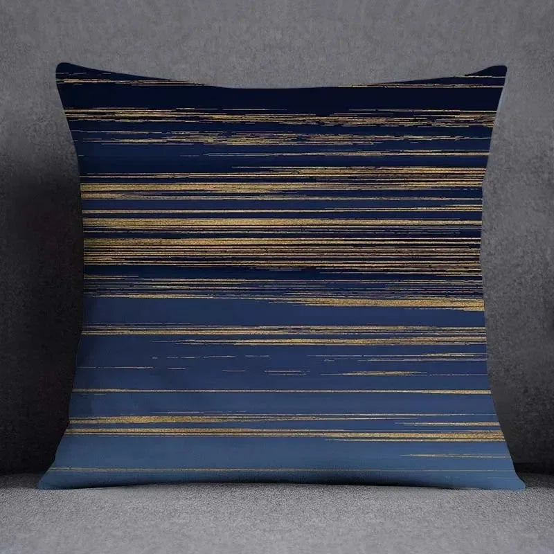 taies d'oreiller géométriques polyester bleu gris moderne maison 45x45cm non toxique respectueux environnement