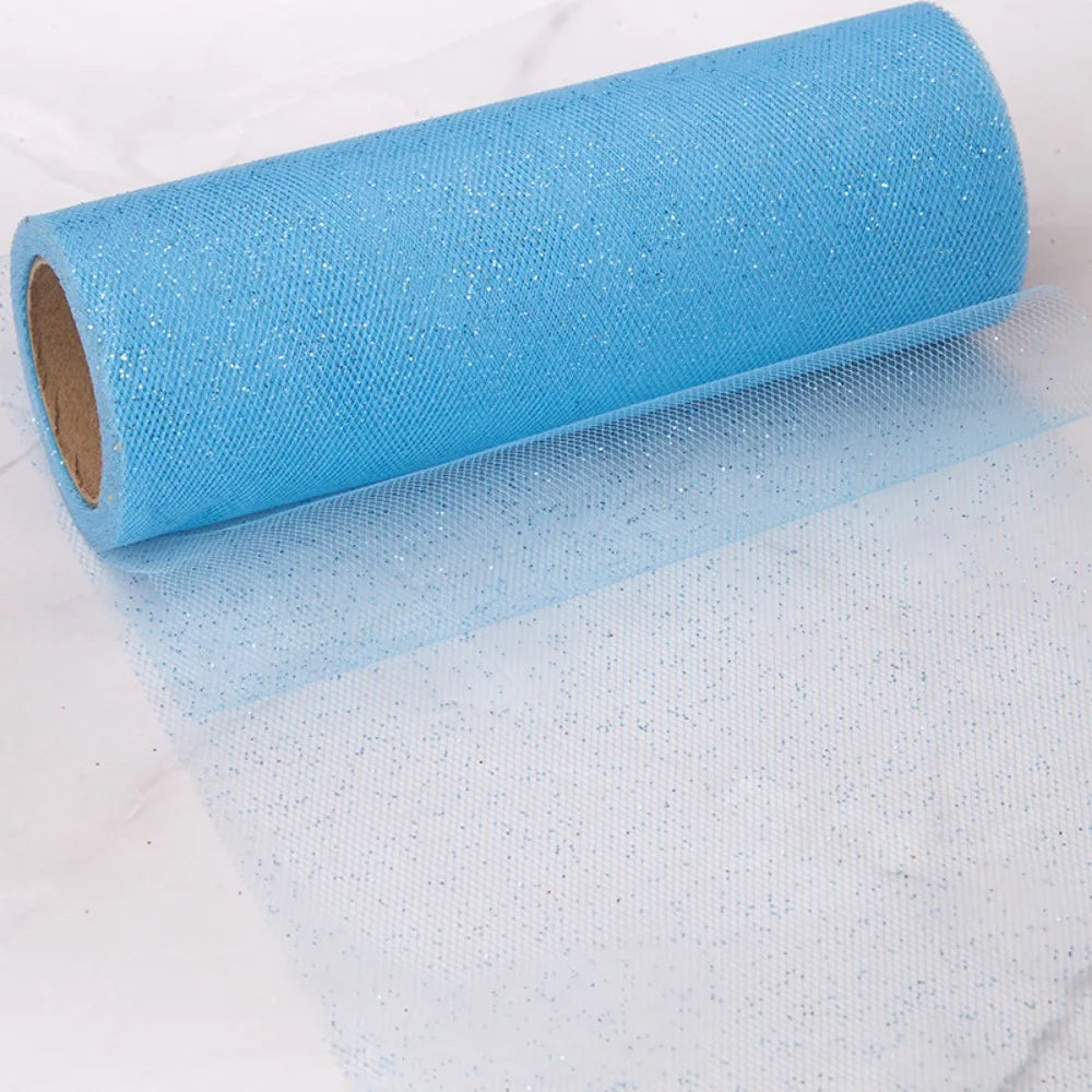 ruban tulle multicolore pailleté argent doré festif 50yards 15cm translucent decoratif