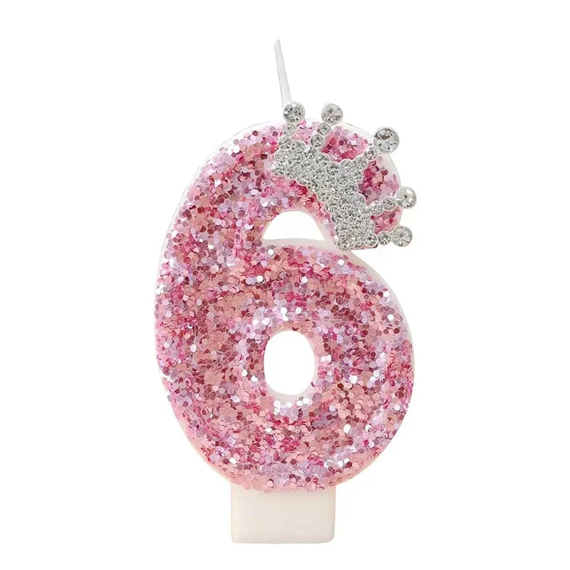 bougies chiffres anniversaire rose pailletées décoratives brillantes adhésives
