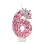 bougies chiffres anniversaire rose pailletées décoratives brillantes adhésives