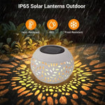 lanterne solaire moderne blanc feuilles découpées ip65 led étanche extérieur table jardin patio