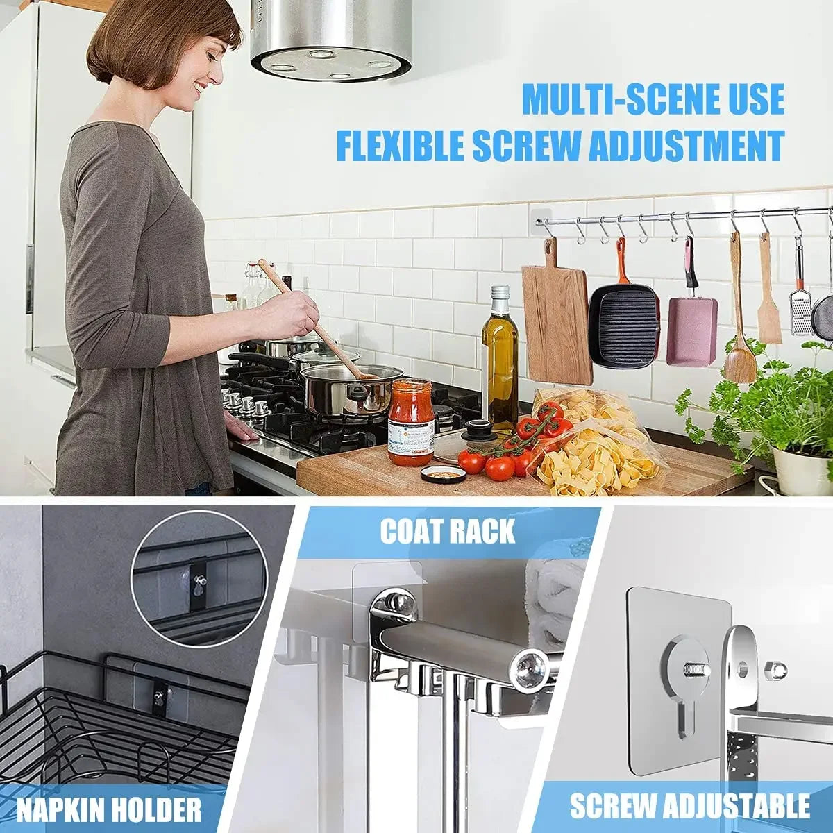 porte serviettes adhésifs chrome modernes suspension murale 12 pièces auto fixation