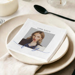 serviettes jetables personnalisables anniversaire blanc texture microfibreuse moderne élégant photo texte