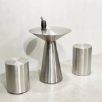 tabouret métal hexagonal moderne tabouret rond minimaliste meuble salon ottoman geometrique argenté gris