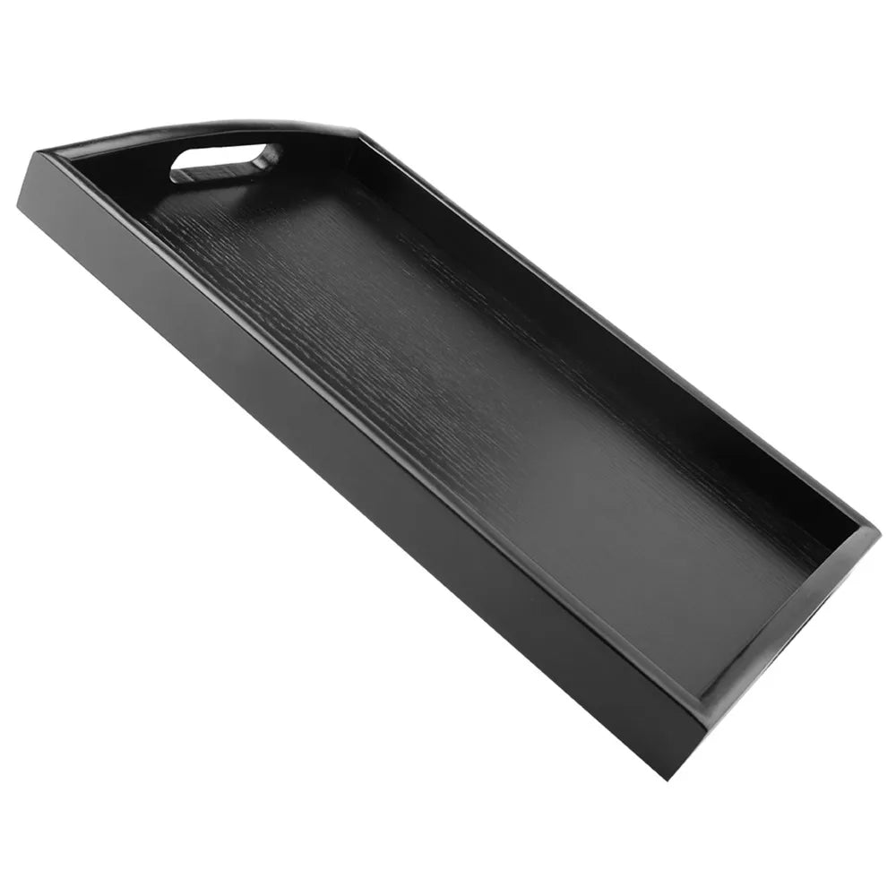 plateau service bois noir moderne poignées rectangulaire finition lisse opaque