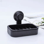 porte savon moderne plastique noir système succion salle bain