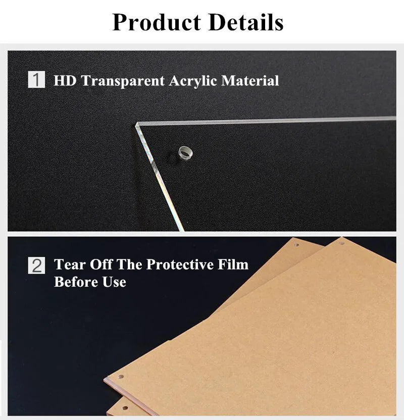 support mural transparent moderne clips certificats A4 acrylique rectangle sans bordure