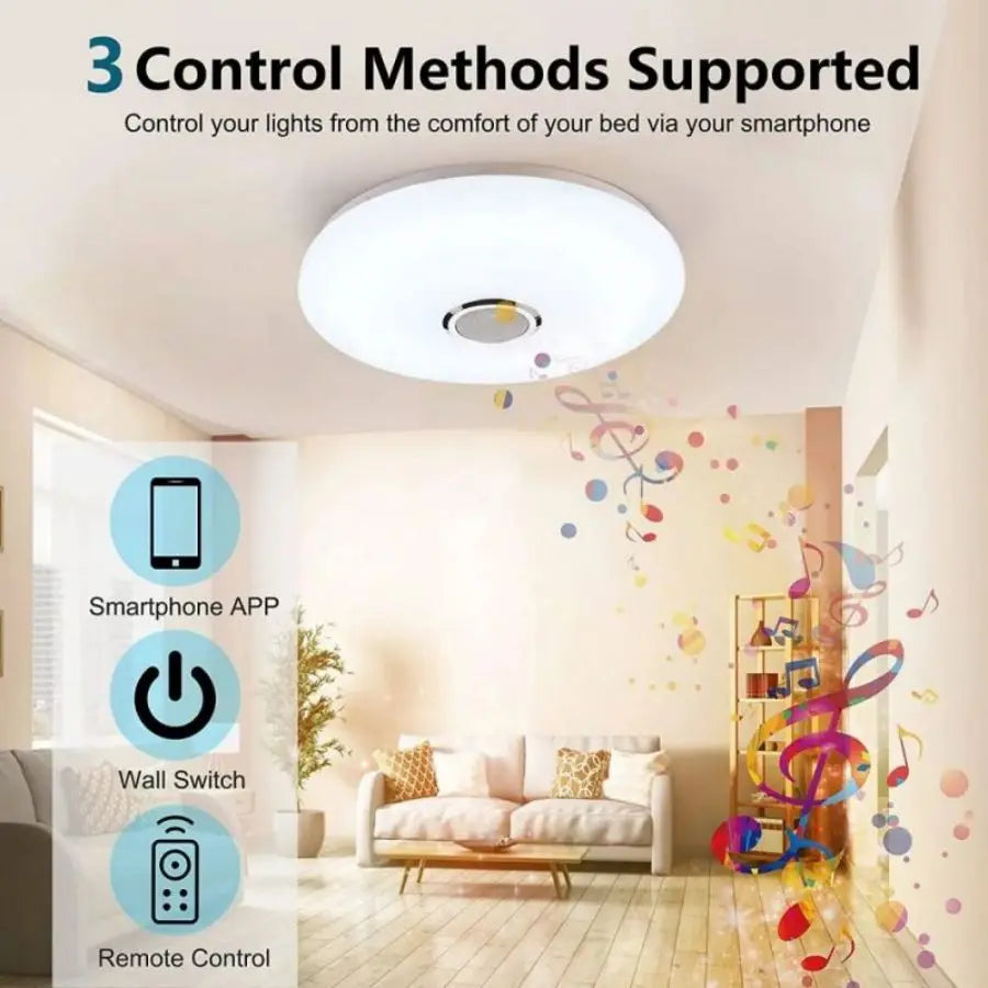 plafonnier led moderne violet blanc rouge vert bleu rose orange jaune musique bluetooth télécommande