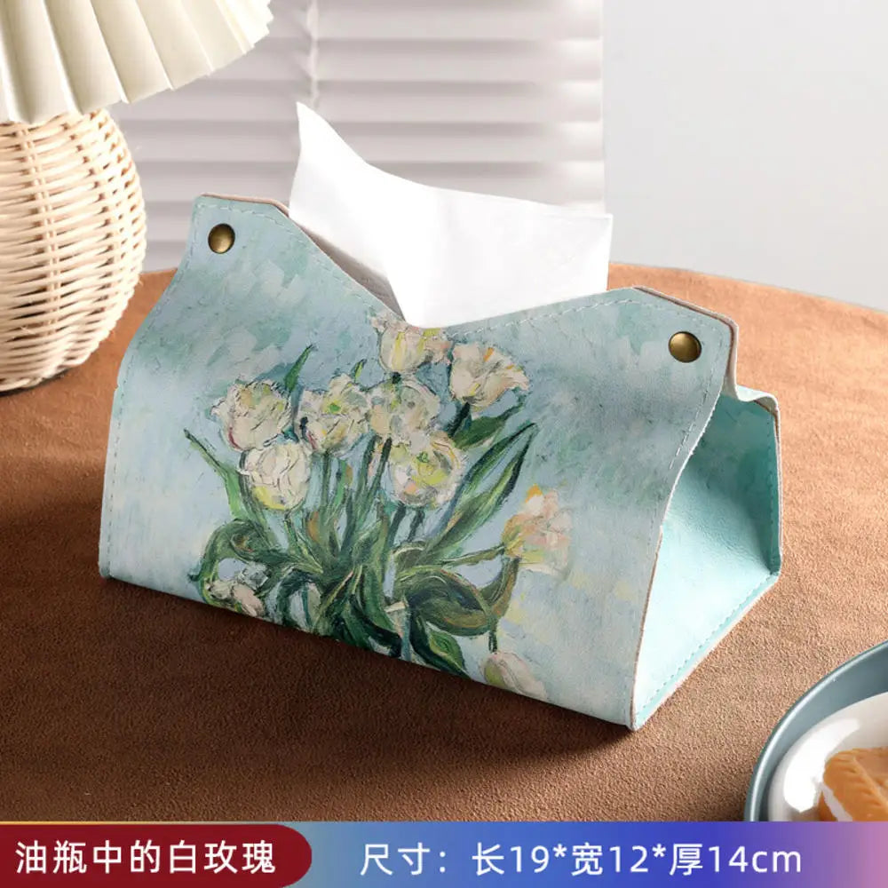 boîte mouchoirs moderne fleurs décorative rose blanche bleue verte jaune
