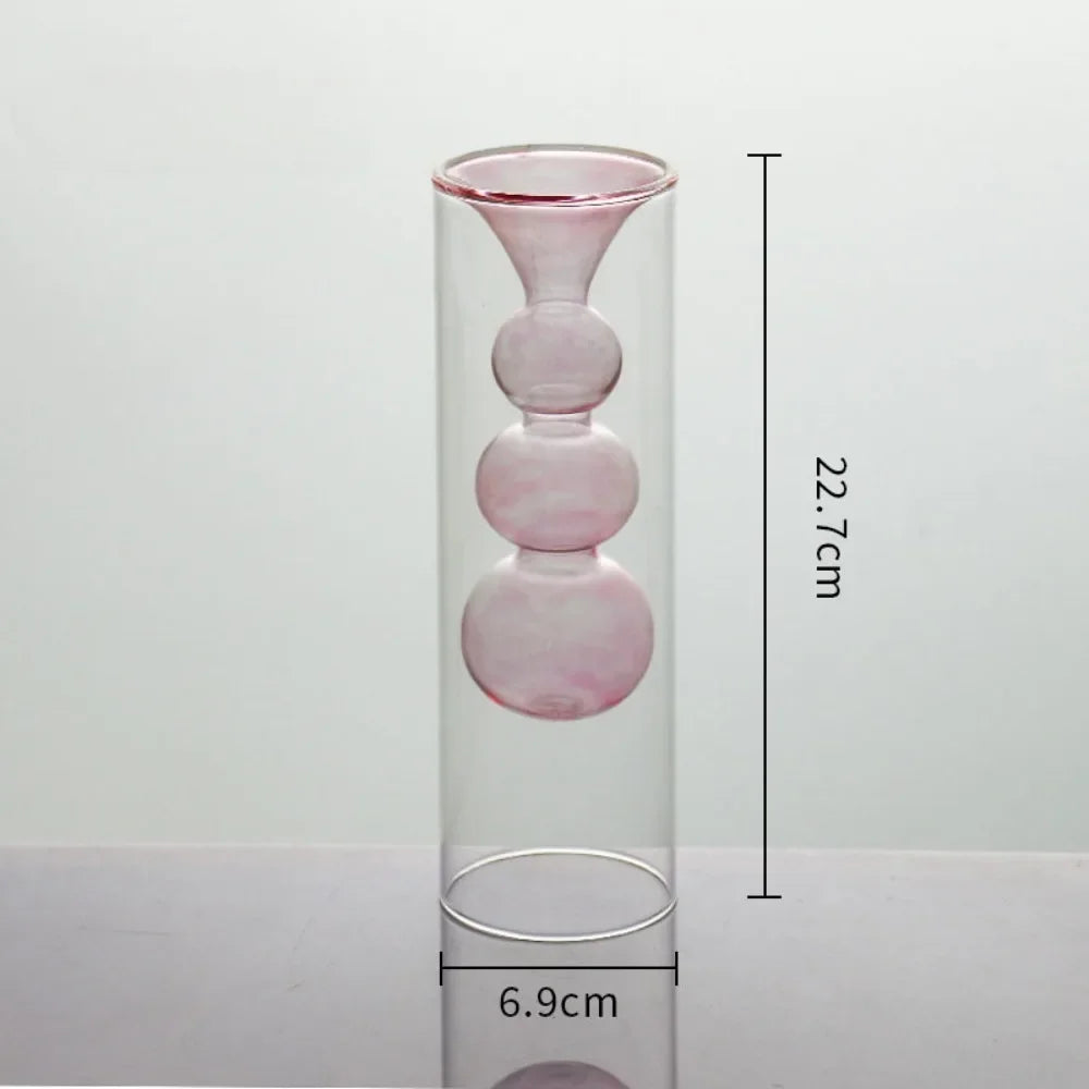 vases décoratifs modernes verre transparent couleur rose violet vert jaune bleu formes organiques arrondies