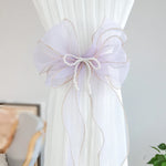 rideau fenêtre transparent rubans décoratifs nœuds dorées élégants maison vintageclair rose blanc