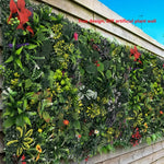 décoration extérieure mur végétal artificiel feuilles fleurs blanches moderne 25x25cm