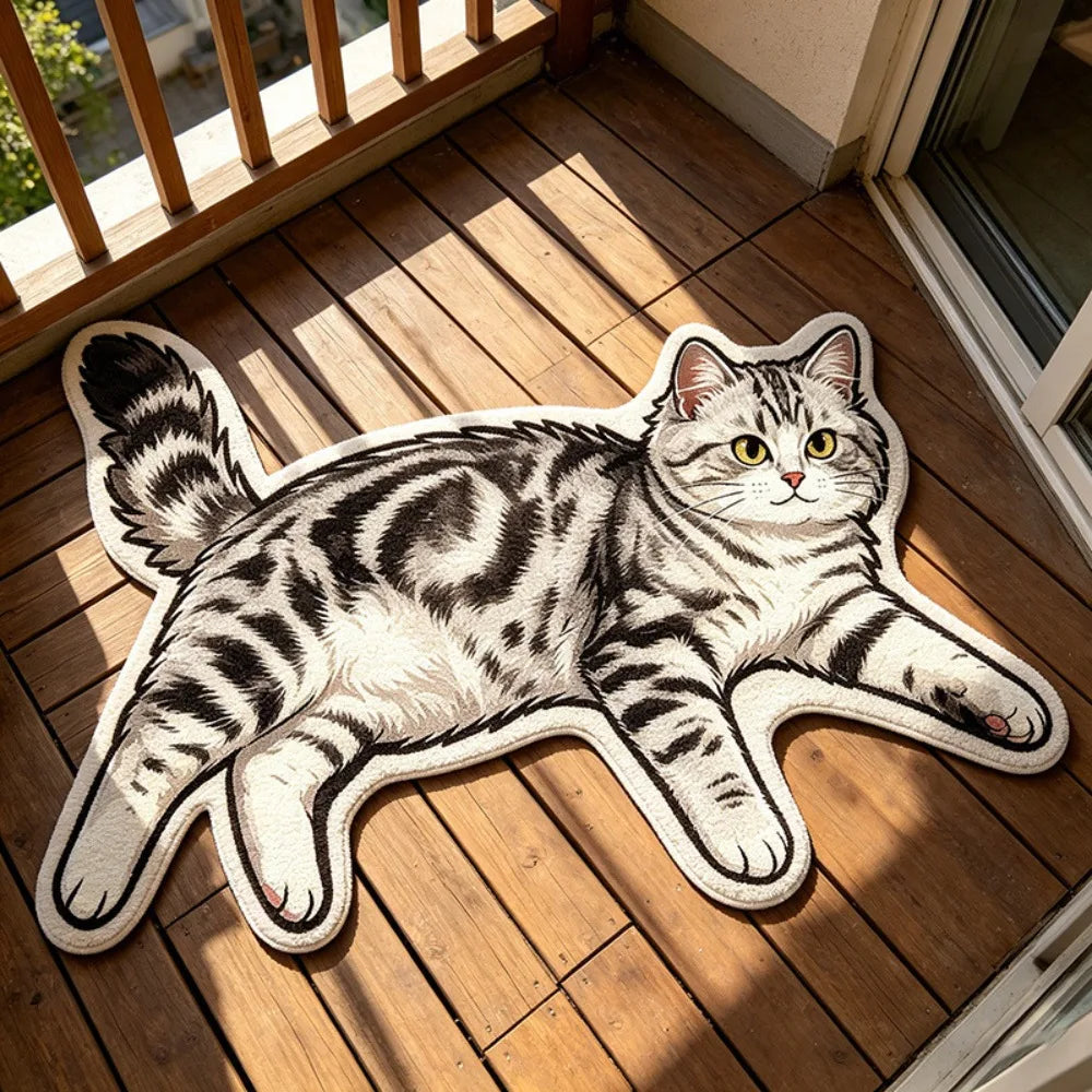 tapis sol antidérapant imperméable chats imprimé noir blanc gris animaux couloir exercice adultes