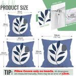 housse coussin géométrique bleu feuilles stylisées moderne 45cm 45cm zip invisible polyester maison