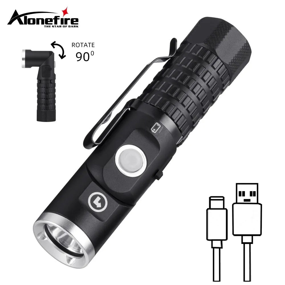 lampe torche rechargeable led noire anti dérapante mode pratique camping