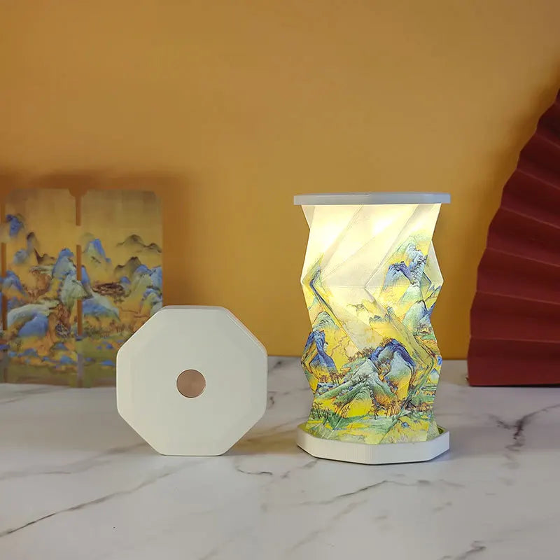 lampe table portable rechargeable usb veilleuse led blanc origami moderne fixée adhésive flux lumineux