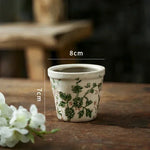 vase céramique porcelain fleurs blanches imprimées classique couleur beige verte