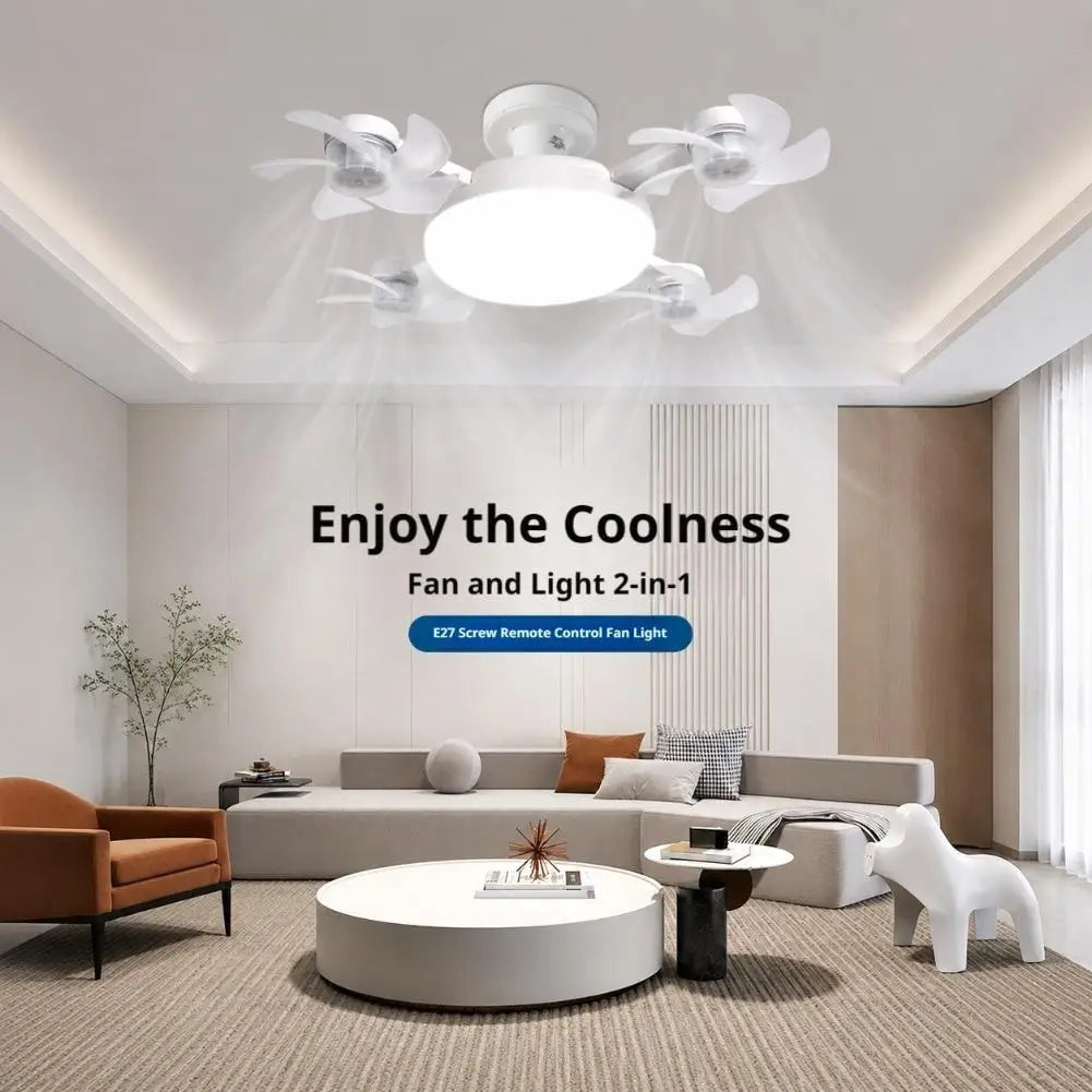 ventilateur blanc lampe led couleurs télécommande dimmable moderne minimaliste pales fleur aérées