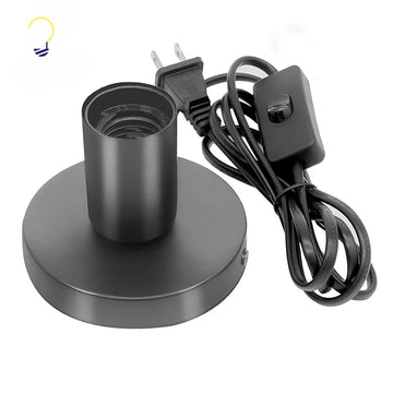 lampe table moderne base métal noir interrupteur câble prise us