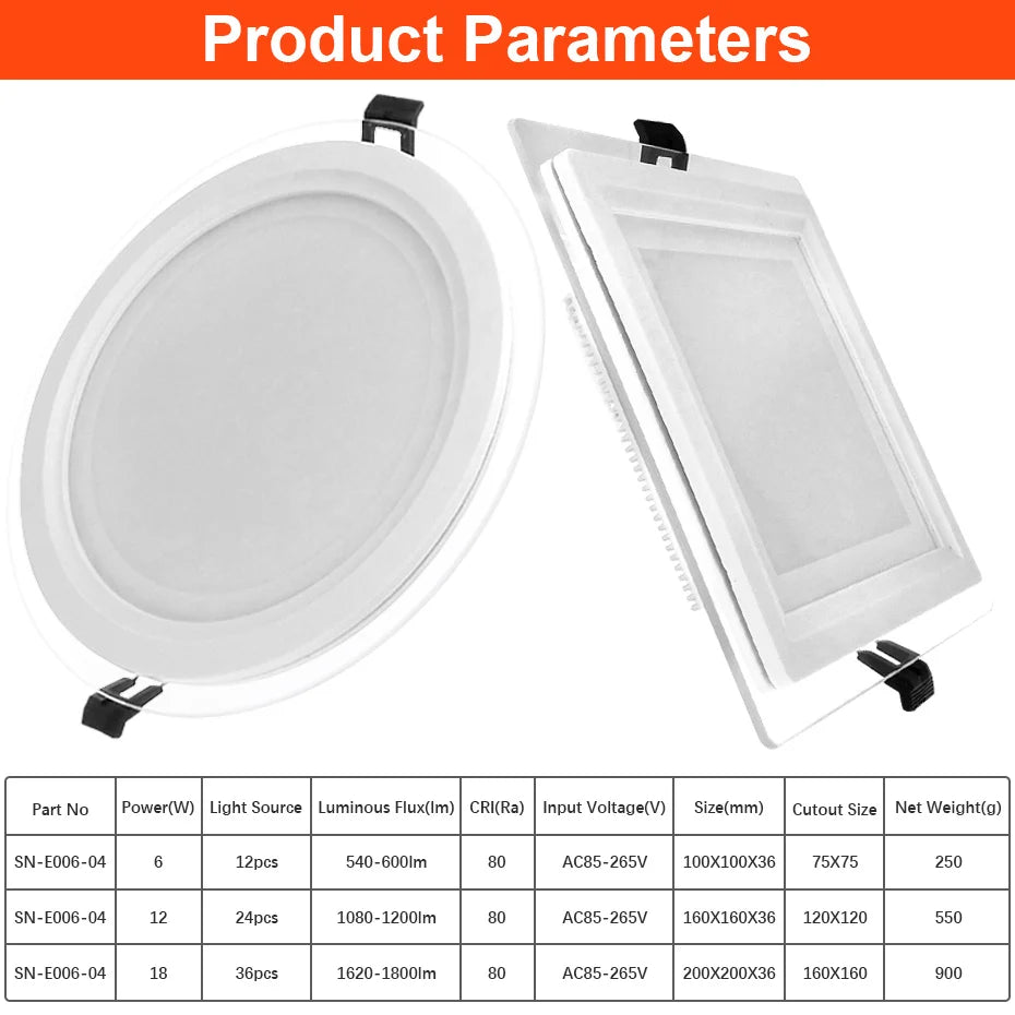 plafonniers led blancs modernes rond carré 6w 12w 18w clips adaptateurs élect