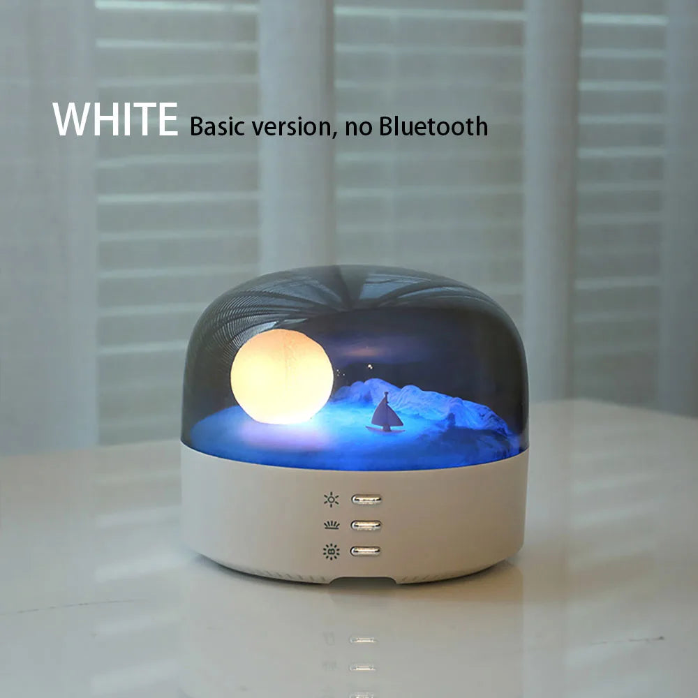 lampe décorative transparente moderne veilleuse lune gradation continue blanc bleu jaune sphère lumineuse voile