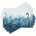 serviettes table modernes abstraites bleu gris beige doré marbré corail étoiles mer lin opaques