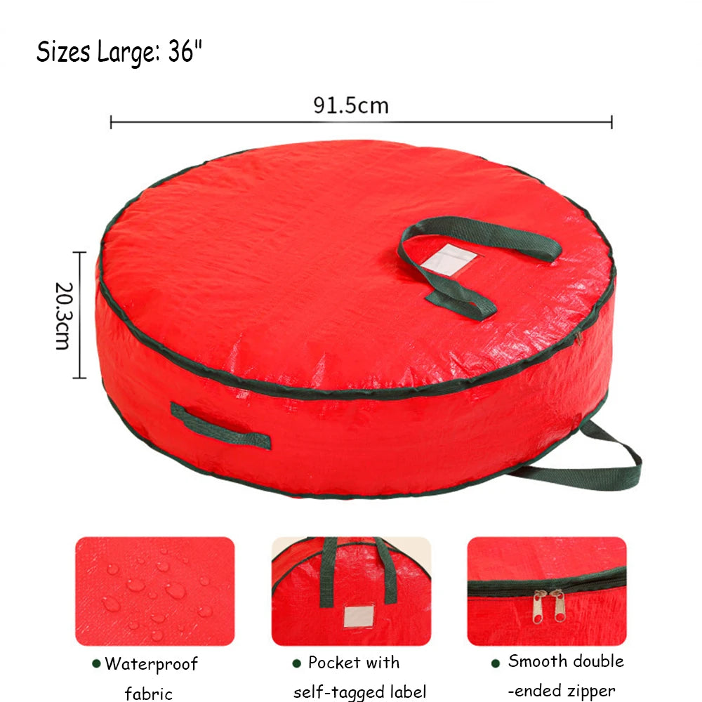 sac rangement réutilisable polyester durable respectueux environnement rangement décoration noël couronne guirlande rouge vert