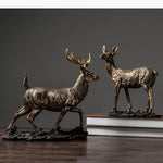 décoration bronze doré figurines cerfs texturées vieillies rustique vintage éléments maison