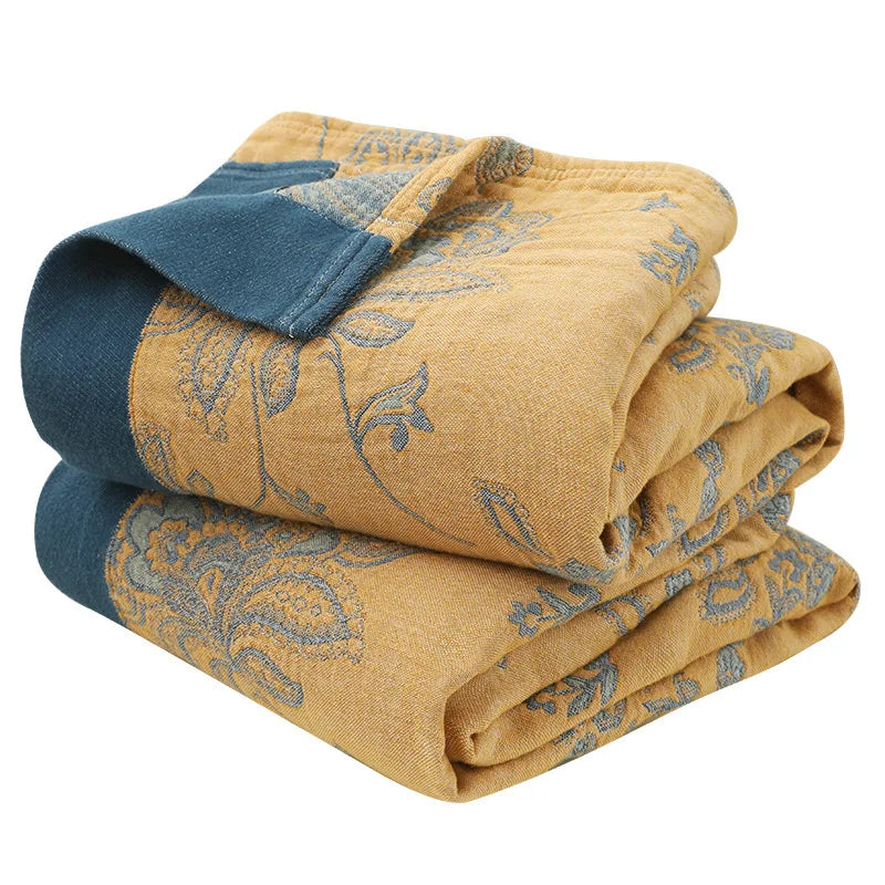 couette coton motif floral portable anti boulochage jaune bleu qualité printemps automne usage maison