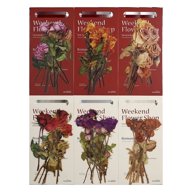 fleurs séchées artisanales adhésives ruban blanc naturel multicolore pack random