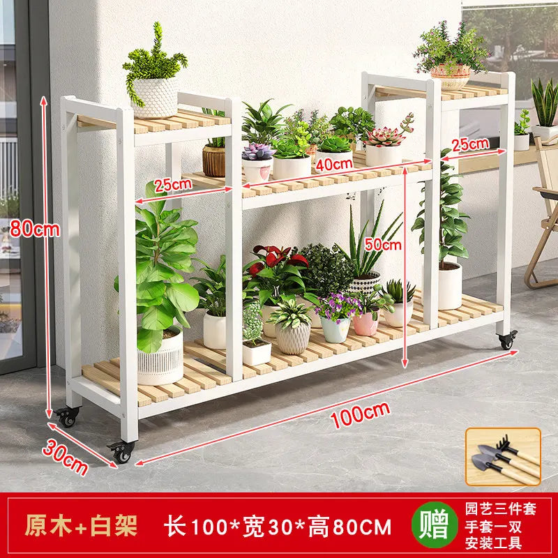 support plantes moderne niveaux gris métallique bois naturel assemblage facile