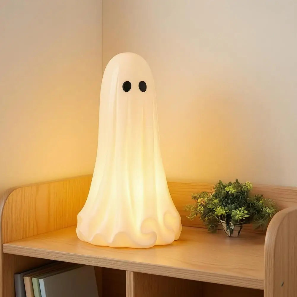 lampe fantôme transparente halloween oeil noir deco table led imprimée 3d plastique blanc fantaisie