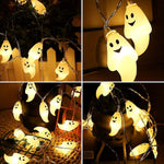 guirlande lumineuse halloween fantômes souriants led blanc jaune vert rose bleu festive vacances