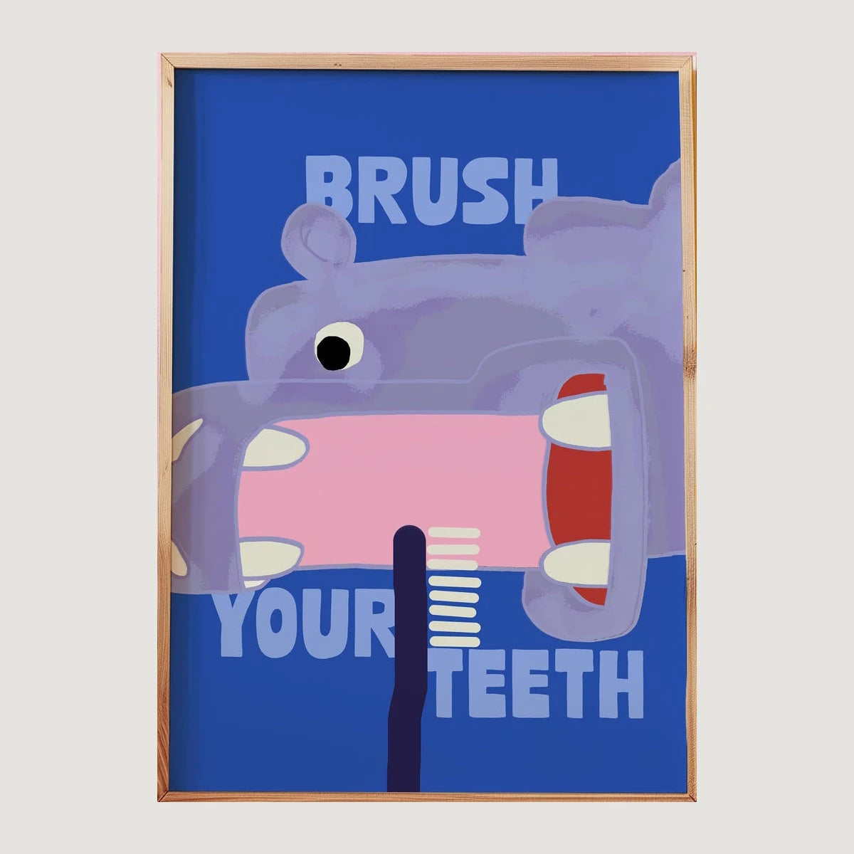 affiche moderne hippopotame dents enfants salle bain décoration maison 20x30cm 30x40cm 40x50cm 50x70cm