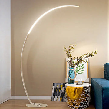 lampe sol moderne aluminium blanc télécommande énergie économique chambre coucher