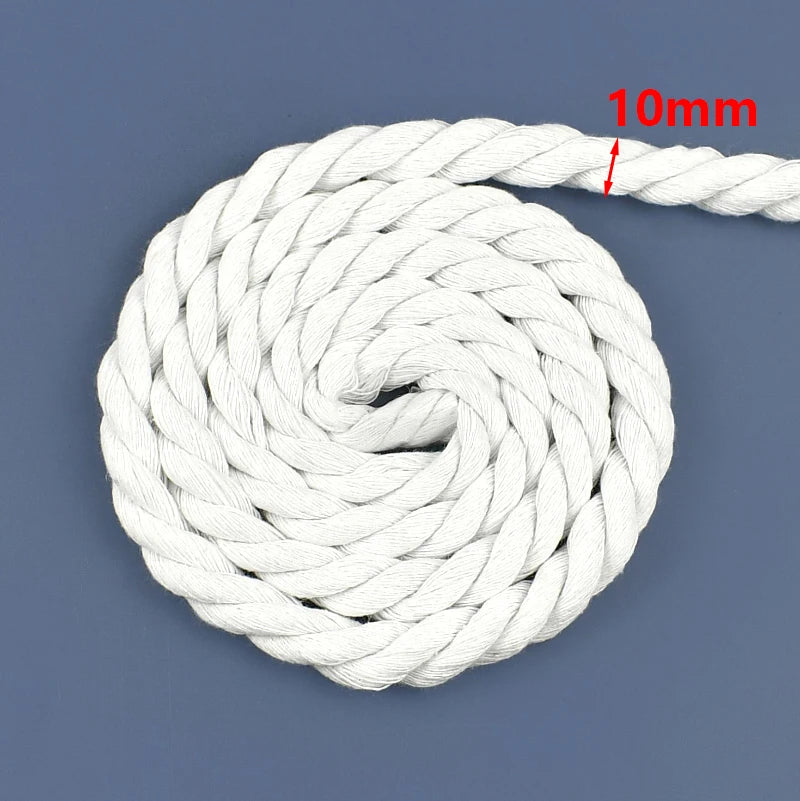 corde coton tressée 5m blanche haute résistance finition enduite rustique franges