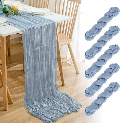 Chemin de table bohème en gaze de coton rose pour mariage