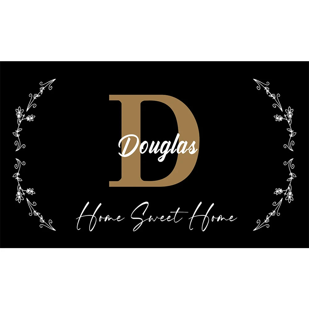 tapis d'entrée noir or blanc antidérapant lettres dorées floral douglas sweet homeextérieur classique